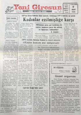 Yeni Giresun Gazetesi 9 Mart 1996 Kadın Bakım Evi İstiyoruz GZ30433 - 1