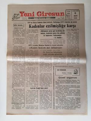 Yeni Giresun Gazetesi 9 Mart 1996 - Kadınlar Ezilmişliğe Karşı GZ28754 - 1