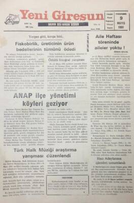 Yeni Giresun Gazetesi 9 Mayıs 1991 Fiskobirlik Üreticinin Ürün Bedellerinin Tümünü Ödedi GZ25641 - 1