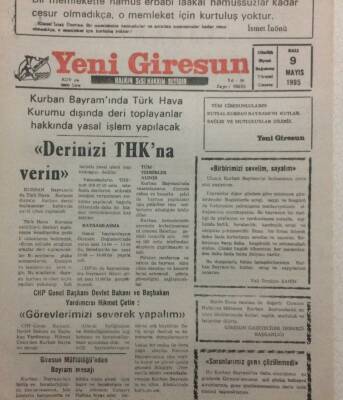 Yeni Giresun Gazetesi 9 Mayıs 1995 - Derinizi THKna Verin GZ34664 - 1