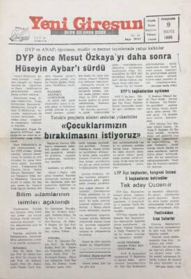 Yeni Giresun Gazetesi 9 Mayıs 1996 Osman ÇırakHedefimiz 2.Lig GZ26069 - 1
