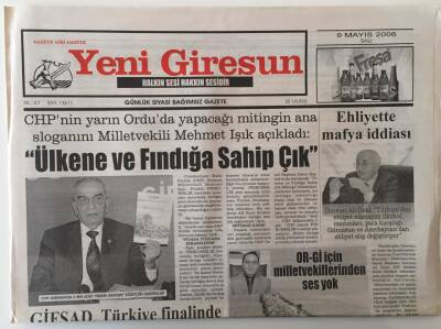 Yeni Giresun Gazetesi 9 Mayıs 2006 - Ülkene Ve Fındığa Sahip Çık Miting Sloganı GZ28766 - 1