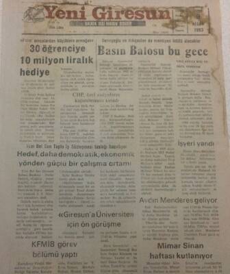 Yeni Giresun Gazetesi 9 Nisan 1993 - Giresun Üniversitesi İçin Ön Görüşme GZ38487 - 1