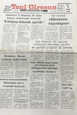 Yeni Giresun Gazetesi 9 Nisan 1996 Başkan DenizGiresunsporu İzlerken Utandım GZ30464 - 1