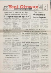 Yeni Giresun Gazetesi 9 Nisan 1996- Vali Günindi Görevimin Başındayım GZ14043 - 1