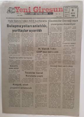 Yeni Giresun Gazetesi 9 Ocak 1993 - AIDS Konferansı Bulaşma Yolları Anlatıldı , Yurttaşlar Uyarıldı GZ31116 - 1