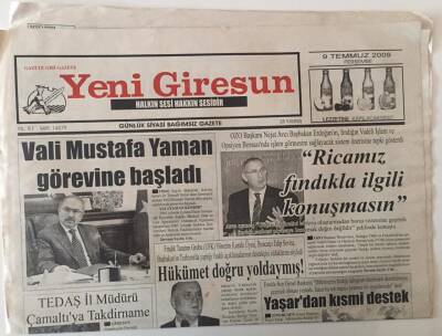Yeni Giresun Gazetesi 9 Temmuz 2009 - Vali Mustafa Yaman Görevine Başladı GZ31166 - 1