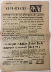 Yeni Giresun Gazetesi Spor Eki 1 Mayıs 1973 - Basketbolda Ve Voleybolda Yeşil Giresun Şampiyon GZ13640 - 2