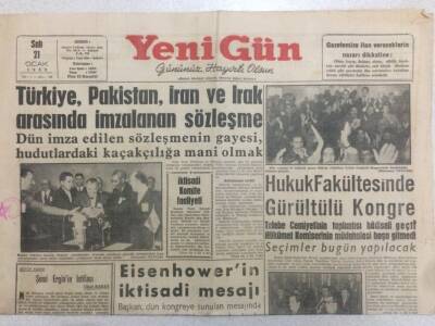 Yeni Gün Gazetesi 21 Ocak 1958 - Türkiye,Pakistan,İran Ve Irak Arasında İmzalanan Sözleşme GZ52404 - 1