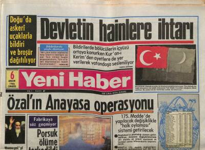 Yeni Haber Gazetesi 6 Aralık 1986 - Çankırıdaki Uçaksavar Top Fabrikasının Açılışını Evren Yapacak GZ83358 - 1