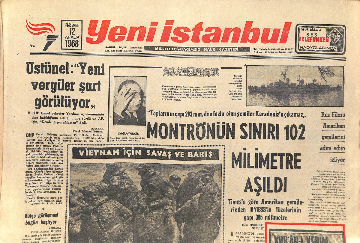 Yeni İstanbul 12 Aralık 1968 - Vietnam İçin Savaş ve Barış - Fenerbahçe Çalıştı, Beşiktaş Kampta GZ156981 - 1