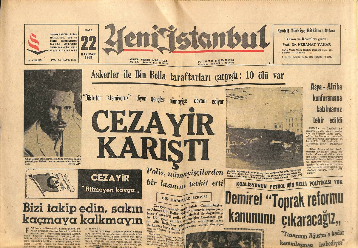 Yeni İstanbul 22 Aralık 1965 - Cezayir Karıştı - Süleyman Demirel: Toprak Reformu Kanununu Çıkaracağız! GZ140624 - 1