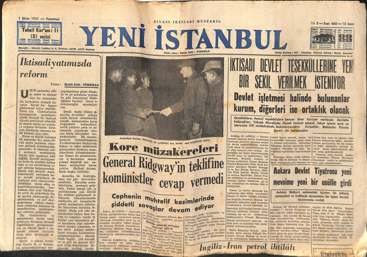 Yeni İstanbul Gazetesi 1 Ekim 1951 - Almanya'da Yeni Olaylar, Doğu İle Batıyı Ayıran Barikatlar Kaldırılıyor - Ankara Güzellik Kraliçesi Seçildi GZ147546 - 1