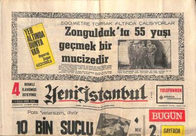 Yeni İstanbul Gazetesi 1 Ekim 1968 - Zonguldakta 55 Yaşı Geçmek Bir Mucizedir GZ102921 - 1
