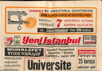 Yeni İstanbul Gazetesi 1 Haziran 1969 - Ömer Şerife Geçmiş Olsun - İstanbul Üniversitesi İşgal Edildi GZ120940 - 1