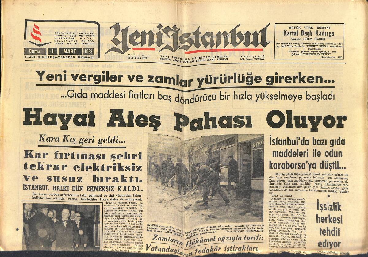 Yeni İstanbul Gazetesi 1 Mart 1963 - AP Adana'da Büyük Bir Miting Yapacak - Real Madrid Şampiyonluğu Garantiledi GZ151150 - 1
