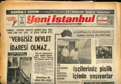 Yeni İstanbul Gazetesi 10 Aralık 1968 - Boğaz Köprüsü 1972de Açılacak GZ86030 - 1