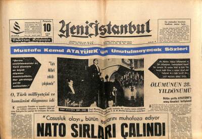 Yeni İstanbul Gazetesi 10 Kasım 1966 - Mustafa Kemal Atatürk, Ölümünün 28. Yıldönümü GZ57106 - 1