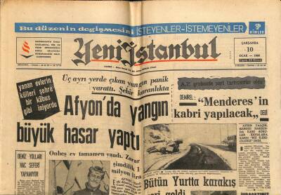 Yeni İstanbul Gazetesi 10 Ocak 1968 -Demirel Menderesin Kabri Yapılacak Dedi GZ57269 - 1