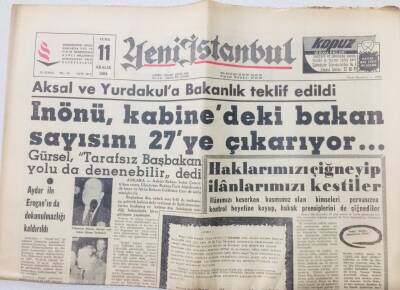 Yeni İstanbul Gazetesi 11 Aralık 1964 - İsmet İnönü Kabine Sayısını 27 ye Çıkardı GZ53169 - 1