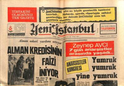 Yeni İstanbul Gazetesi 11 Eylül 1968 - Zeynep Avcı 7 Gün Anarşistler Arasında Yaşadı GZ57295 - 1