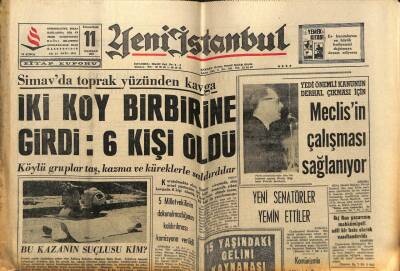 Yeni İstanbul Gazetesi 11 Haziran 1966 - İki Köy Birbirine Girdi 6 Kişi Öldü GZ61189 - 1