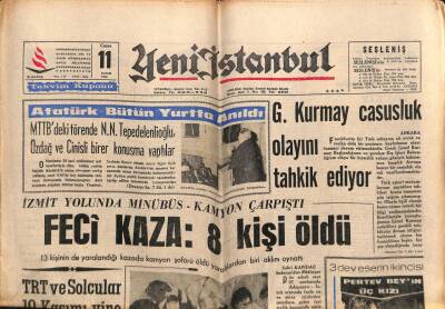 Yeni İstanbul Gazetesi 11 Kasım 1966 - Atatürk Bütün Yurtta Anıldı GZ57107 - 1