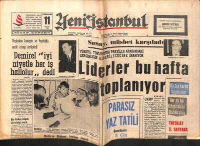 Yeni İstanbul Gazetesi 11 Mayıs 1966 - Türkeş Ve Liderler Bu Hafta Toplanıyor, Batı Trakyadaki Türk Öğretmenler Dövülüyor GZ84250 - 1