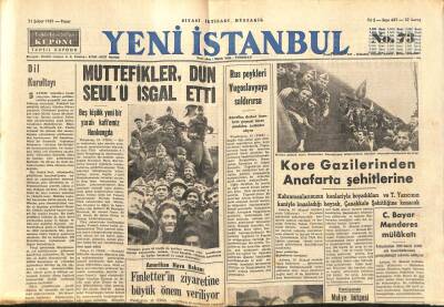 Yeni İstanbul Gazetesi 11 Şubat 1951 - Kore Gazilerinden Anafarta Şehitlerine GZ105056 - 1