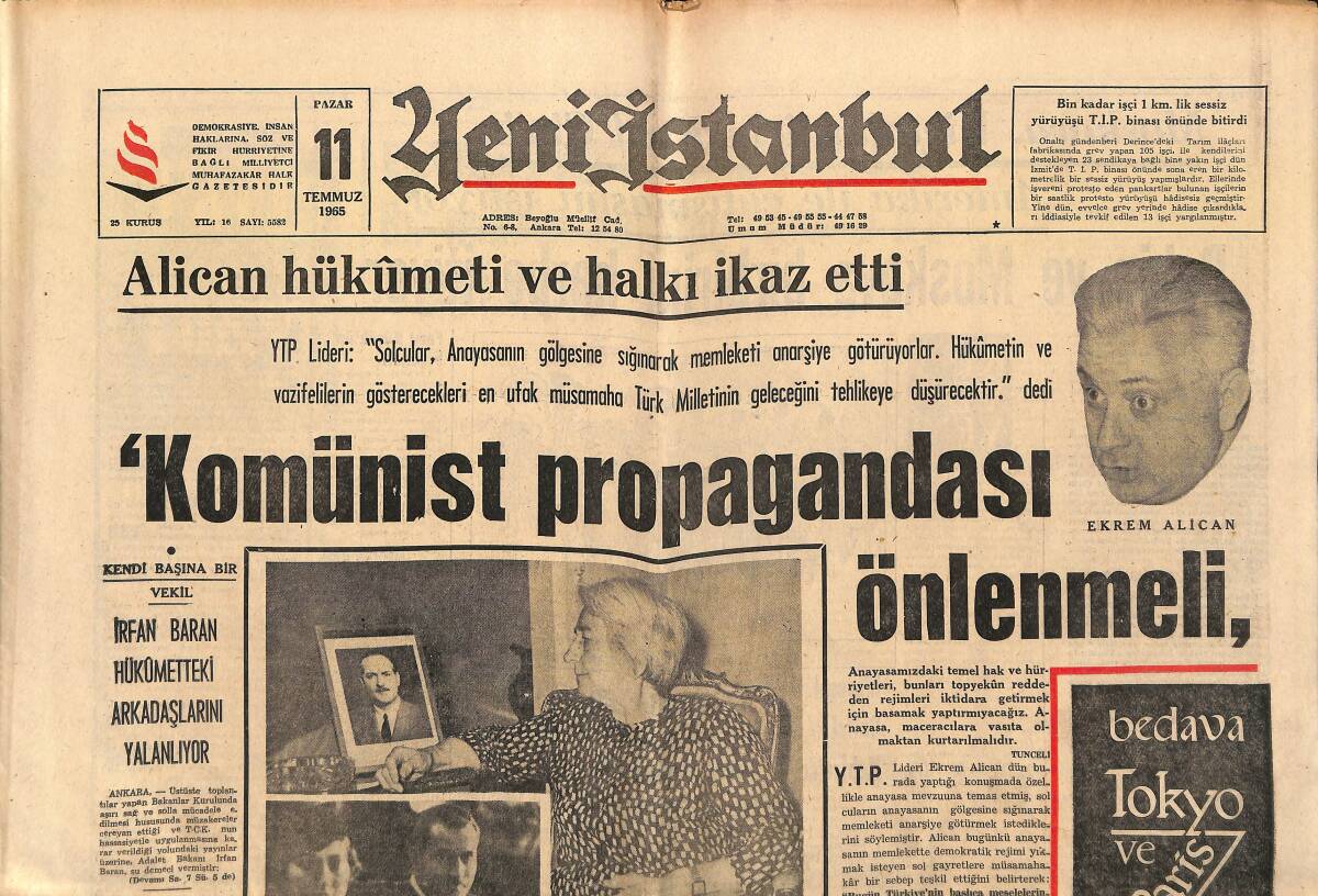 Yeni İstanbul Gazetesi 11 Temmuz 1965 - Emel Ve Fatini Atatürk Nişanlamıştı - Atatürk'ün Türk Havacılığına Gösterdiği İlgi GZ150789 - 1