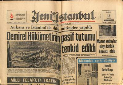 Yeni İstanbul Gazetesi 12 Kasım 1967 - Masonluk Çarkı Dönüyor GZ57177 - 1