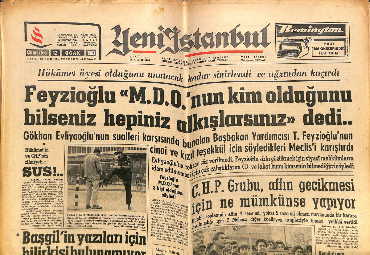 Yeni İstanbul Gazetesi 12 Ocak 1963 - Hallaç Hamdi Merhum Menderes'in Resmini Adliyeden Geri Aldı - Brezilya'da 6000 Pele, Top Hükümdarı GZ140405 - 1