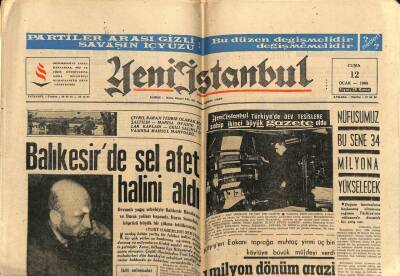 Yeni İstanbul Gazetesi 12 Ocak 1968 -Balıkesirde Sel Afet Halini Aldı GZ57271 - 1