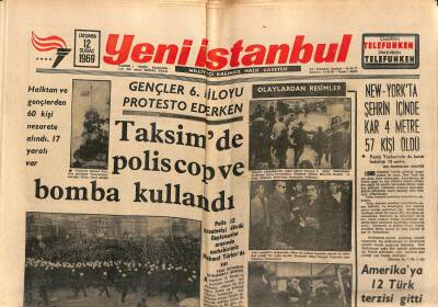 Yeni İstanbul Gazetesi 12 Şubat 1969 - Zeki Müren Uludağda 3 Tilki Vurdu - Taksimde Polis Cop Ve Bomba Kullandı GZ120928 - 1