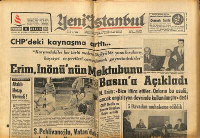 Yeni İstanbul Gazetesi 13 Aralık 1962 - Mareşal Fevzi Çakmakın Damadı Dün CKMPye Girdi GZ84696 - 1