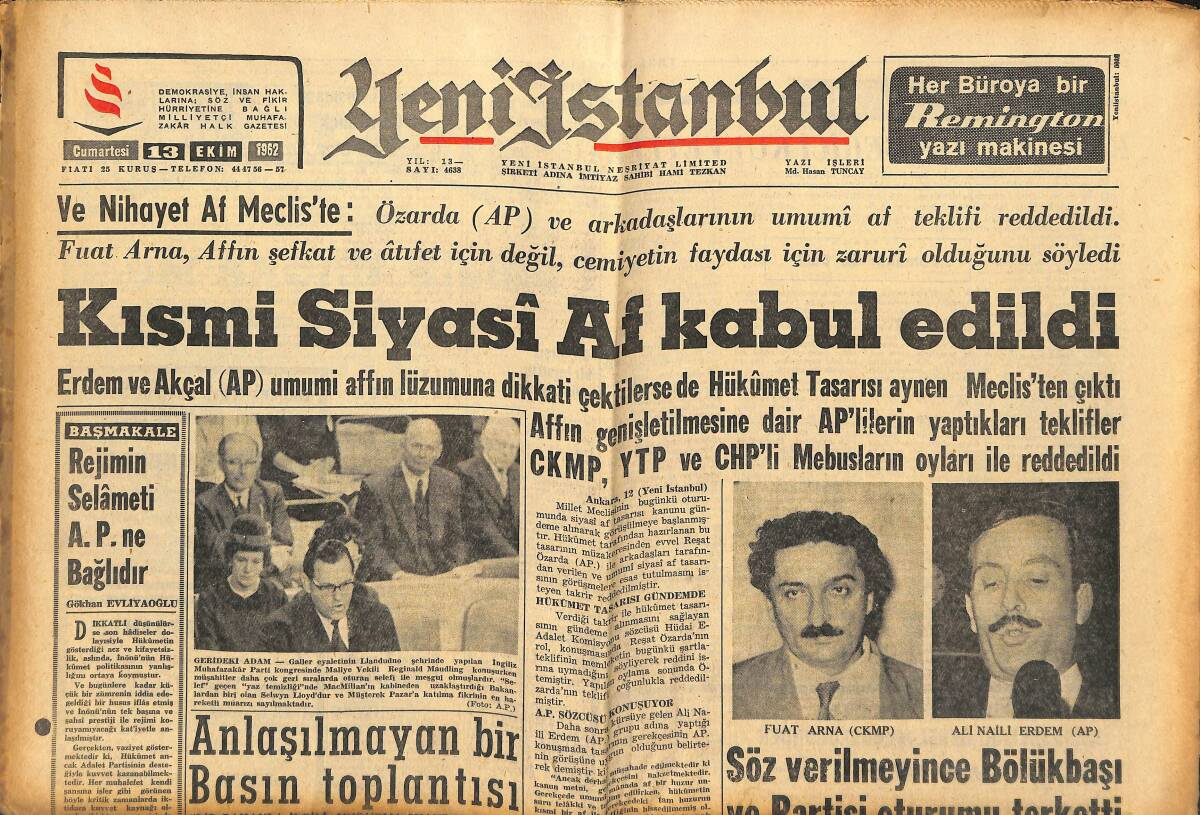 Yeni İstanbul Gazetesi 13 Ekim 1962 - Galatasaray'da Maaşlar Dün De Ödenmedi - Siyah İnci Pele Yine Sahnede Görüldü GZ151166 - 1