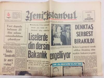 Yeni İstanbul Gazetesi 13 Kasım 1967 - Liselerde Din Dersini Bakanlık Engelliyor GZ71019 - 2
