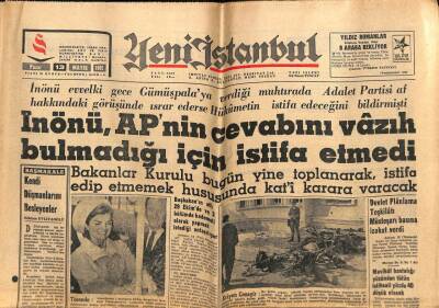Yeni İstanbul Gazetesi 13 Mayıs 1962 -İnönü APnin Cevabını Vazıh Bulmadığı İçin İstifa Etmedi GZ57258 - 1