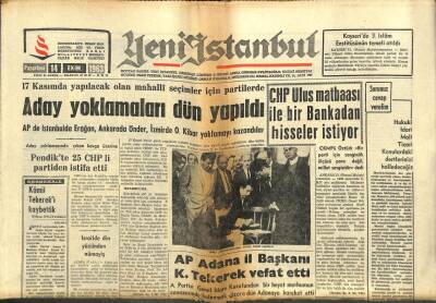 Yeni İstanbul Gazetesi 14 Ekim 1963 - Bin Bellaya Göre İç Savaş Sona Erdi GZ102796 - 1
