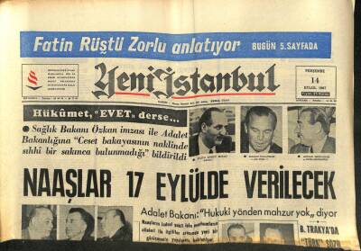 Yeni İstanbul Gazetesi 14 Eylül 1967 - Başol Ve Ötekiler İdam Kararlarını 6 Yıl Önce Bugün Verdiler GZ93080 - 1
