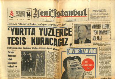 Yeni İstanbul Gazetesi 14 Kasım 1965 - Hükümetin Kararı Boğaz Köprüsü İnşaatı Başlıyor GZ102840 - 1