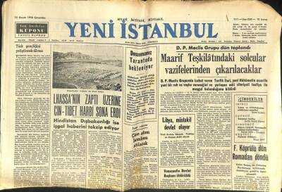 Yeni İstanbul Gazetesi 15 Kasım 1950 - Lhassanın Zaptı Üzerine Çin-Tibet Harbi Sona Erdi GZ105018 - 1