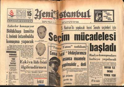 Yeni İstanbul Gazetesi 15 Mayıs 1966 - Yavru Vatan Tatbikatı, Bayar İle İnönü Yemek Yedi, AKİSin Neşriyatı TELin Ediliyor, Tevfik Kış Altın Madalya GZ84253 - 1