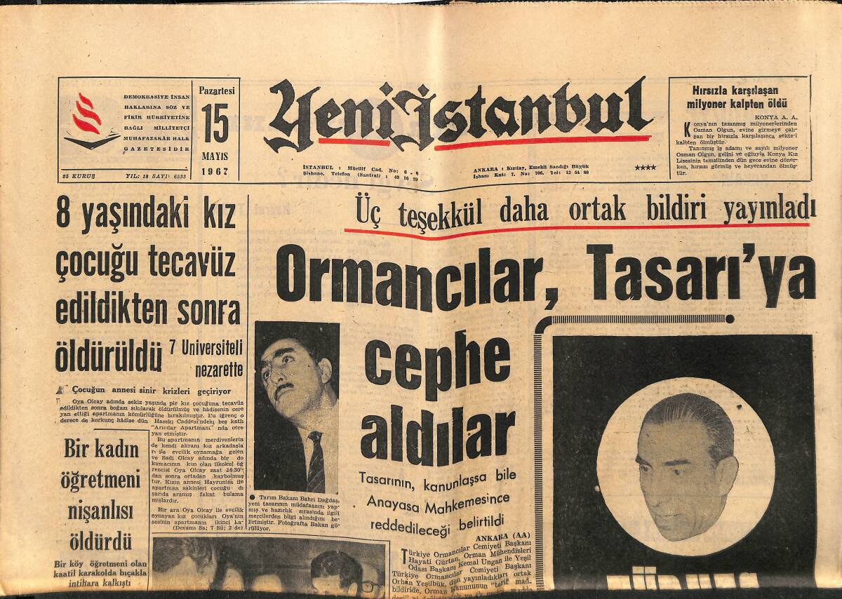 Yeni İstanbul Gazetesi 15 Mayıs 1967 - Beşiktaş , Galatasaray Elendi - Hacettepe Kurtuluyor GZ150750 - 1