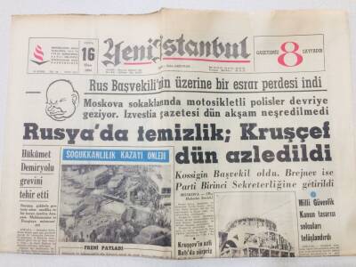 Yeni İstanbul Gazetesi 16 Ekim 1964 - Rusyada Temizlik,Kruşçef Azledildi GZ53196 - 1