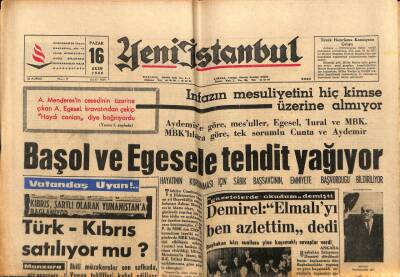 Yeni İstanbul Gazetesi 16 Ekim 1966 - Başol Ve Egesele Tehdit Yağıyor GZ84746 - 1