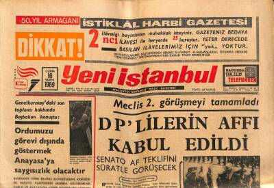 Yeni İstanbul Gazetesi 16 Mayıs 1969 - İnönü , İadei Ziyaret İçin Bayarın İstanbul Dönüşünü Bekleyecek GZ93199 - 1