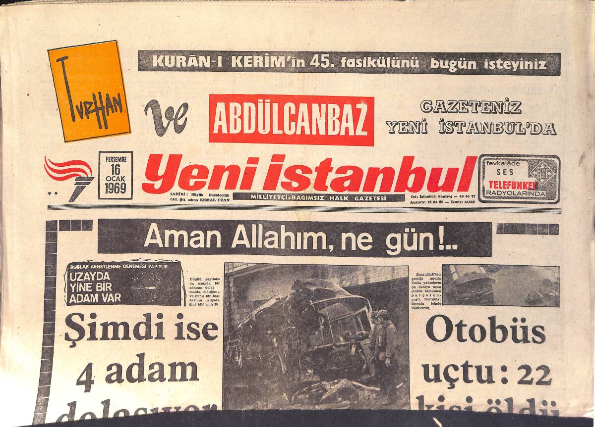 Yeni İstanbul Gazetesi 16 Ocak 1969 - Mandosa Beşiktaş İçin Geldi - Dünyanın En Büyük Savaş Gemisi Yandı GZ156749 - 1