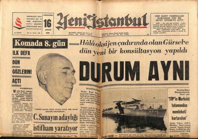 Yeni İstanbul Gazetesi 16 Şubat 1966 - Hala Oksiyen Çadırında Olan Gürsele Dün Yeni Bir Konsültasyon Yapıldı GZ93217 - 1