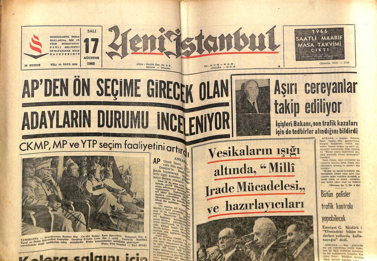 Yeni İstanbul Gazetesi 17 Ağustos 1965 - Amerika Karışıyor - 1000 Kübalı Vietnam'da Kızıllara Karşı Dövüşecek GZ152693 - 1